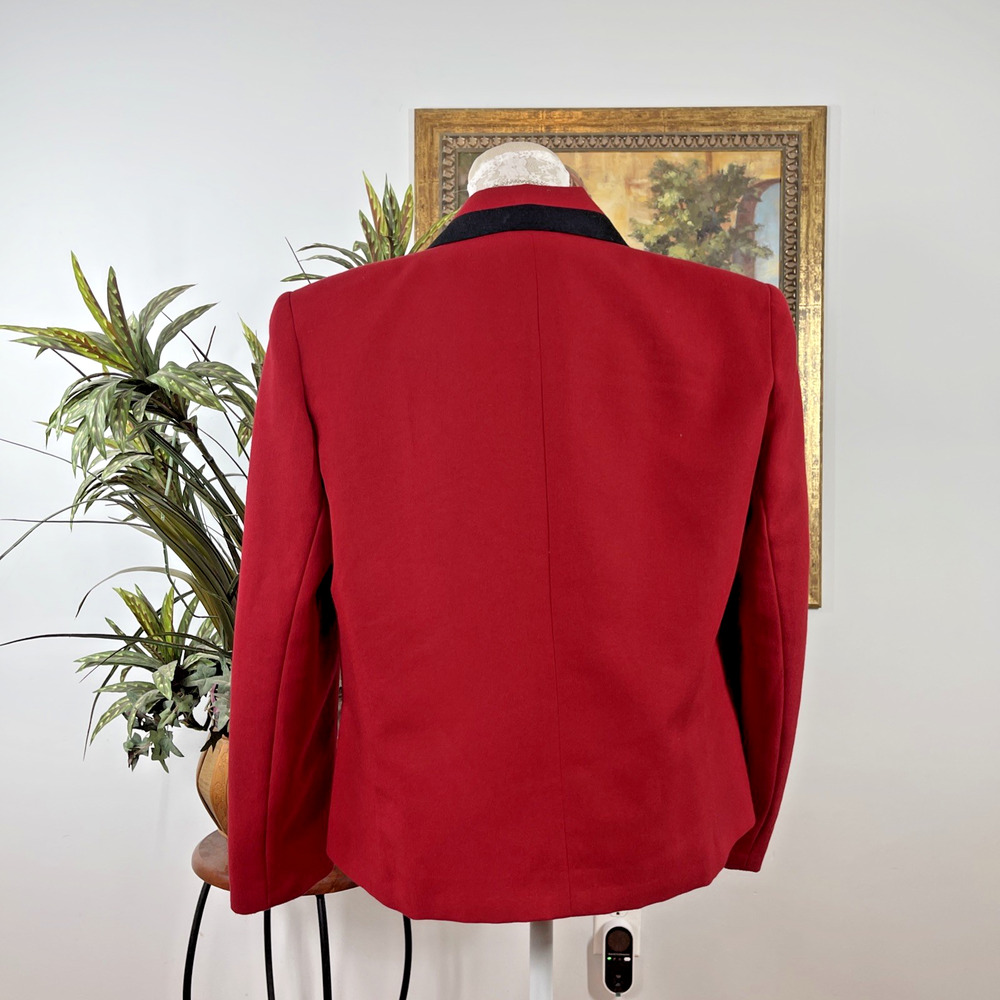 Vintage Joyce Sportswear Womens Blazer Size 12 Red Black Trim Wool USA Career - Picture 3 of 9